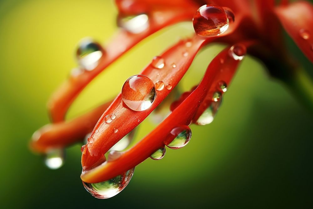 Water droplet on kangaroo paw nature flower plant.