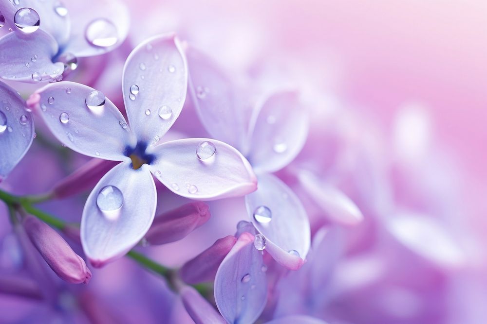 Water droplet on lilac flower backgrounds blossom.