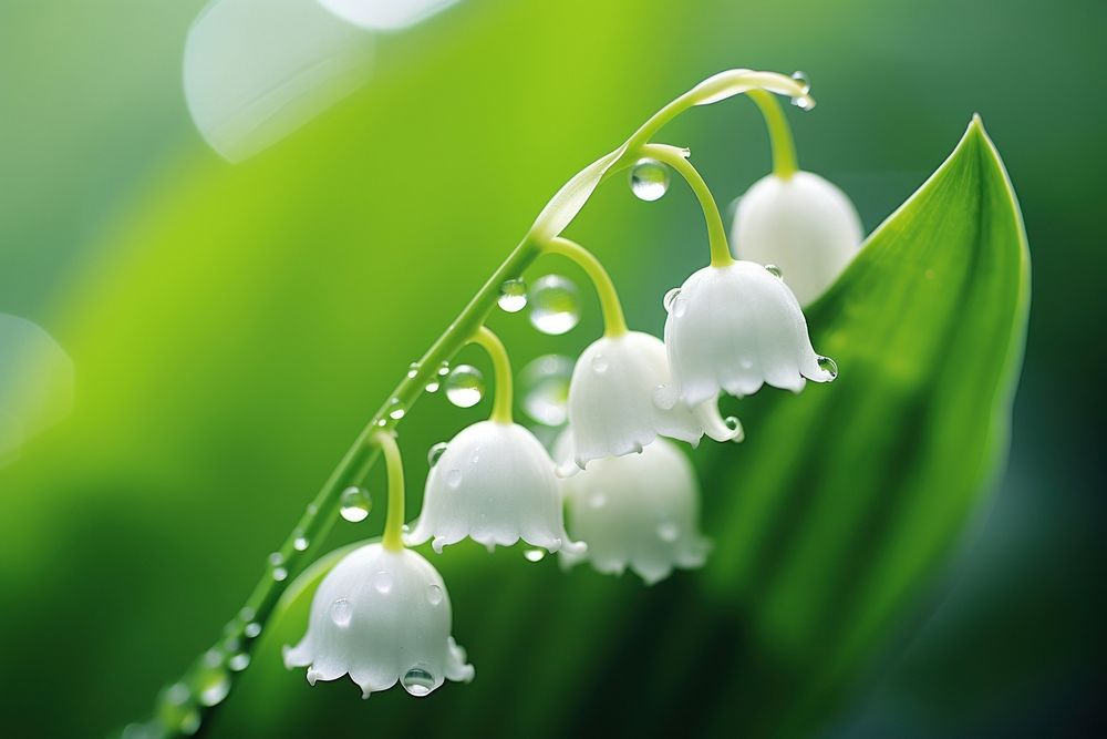 Water droplet on lily of the valley nature flower outdoors.