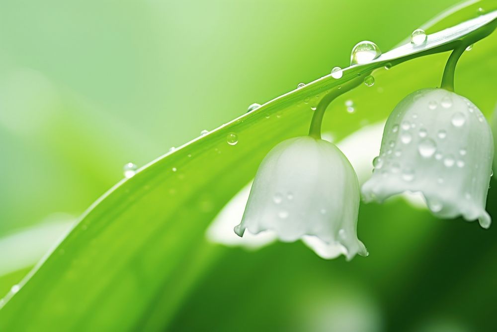 Water droplet on lily of the valley nature flower outdoors.
