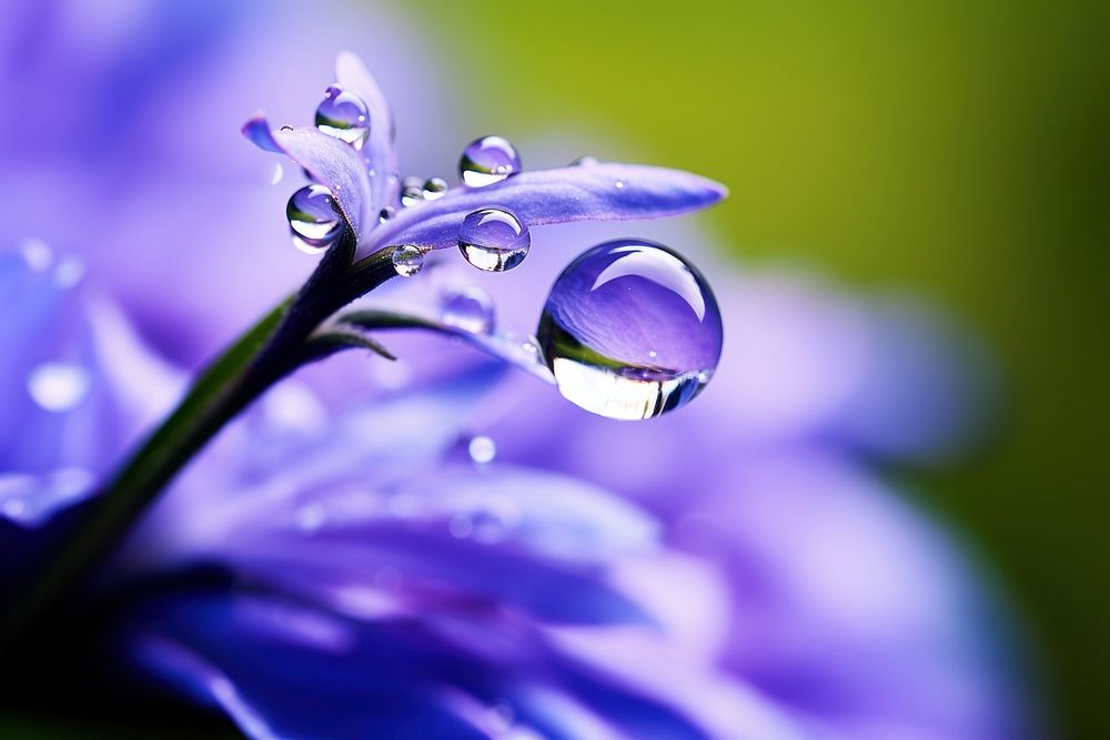Water droplet on lobelia flower nature outdoors.
