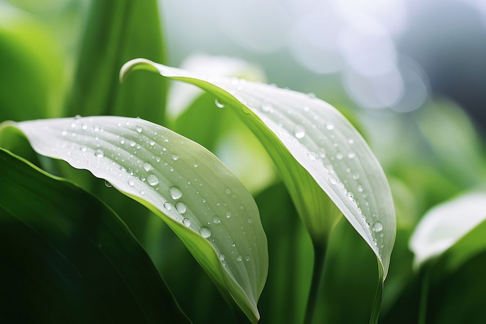 Water droplet on peace lily backgrounds outdoors nature.