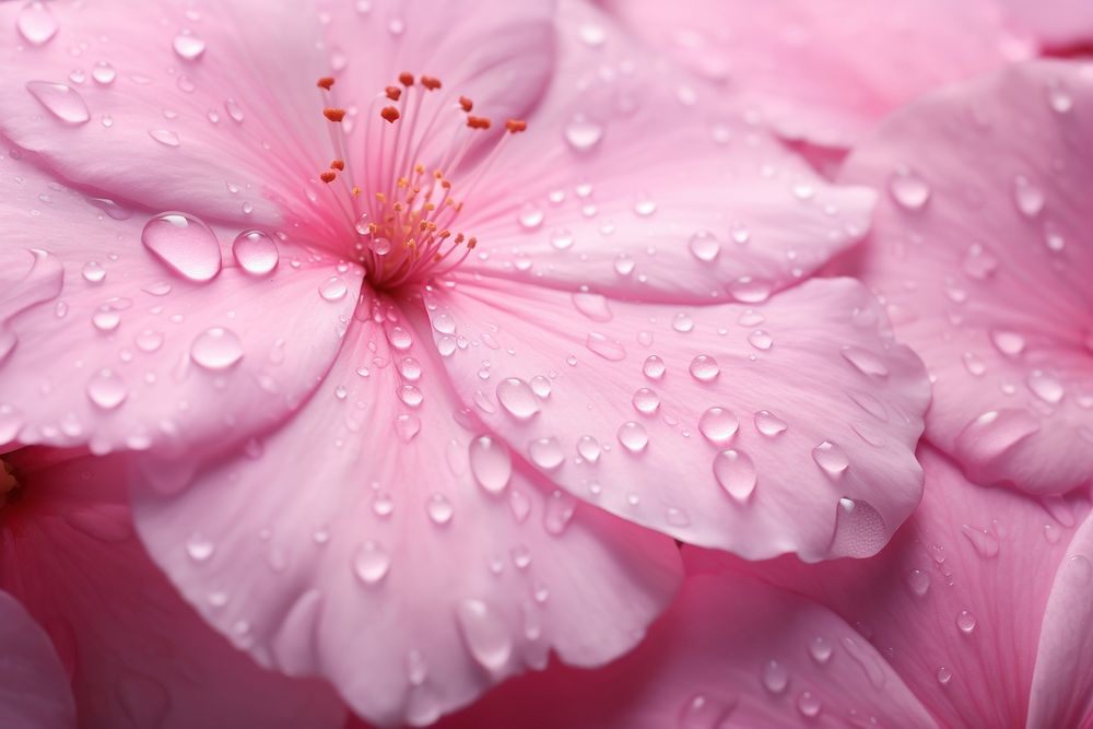 Water droplet on pink primrose flower backgrounds blossom.