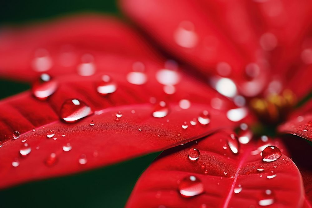 Water droplet on poinsettia flower backgrounds nature.