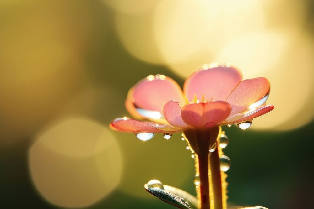 Water droplet on portulaca nature flower sunlight.
