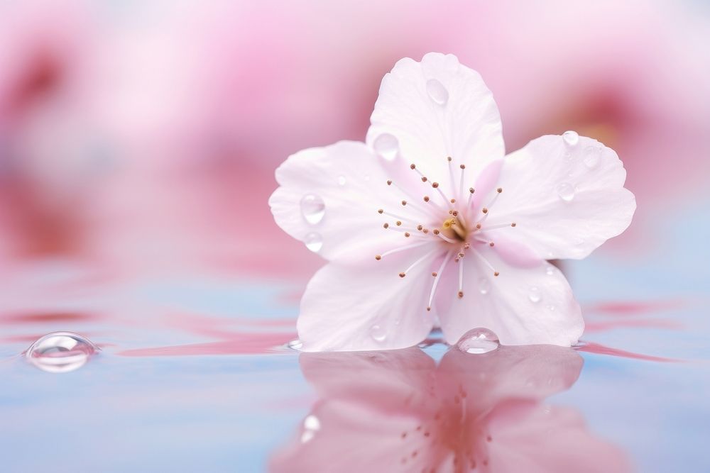 Water droplet on sakura flower nature outdoors.