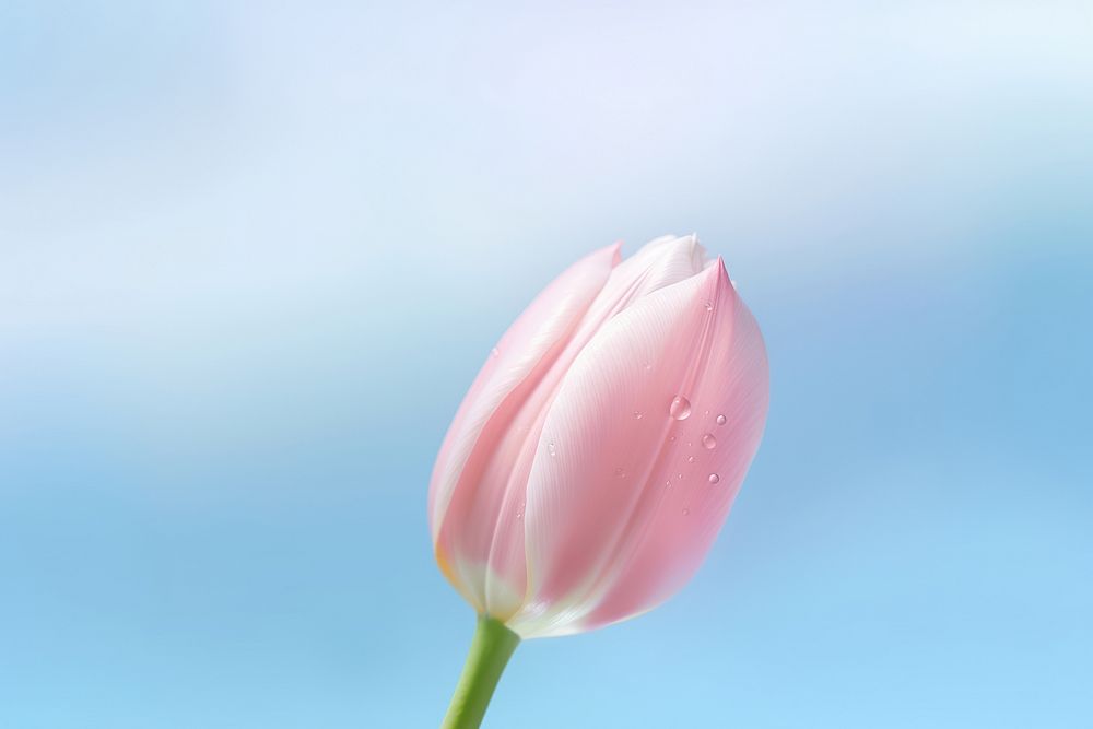 Water droplet on tulip flower blossom nature.