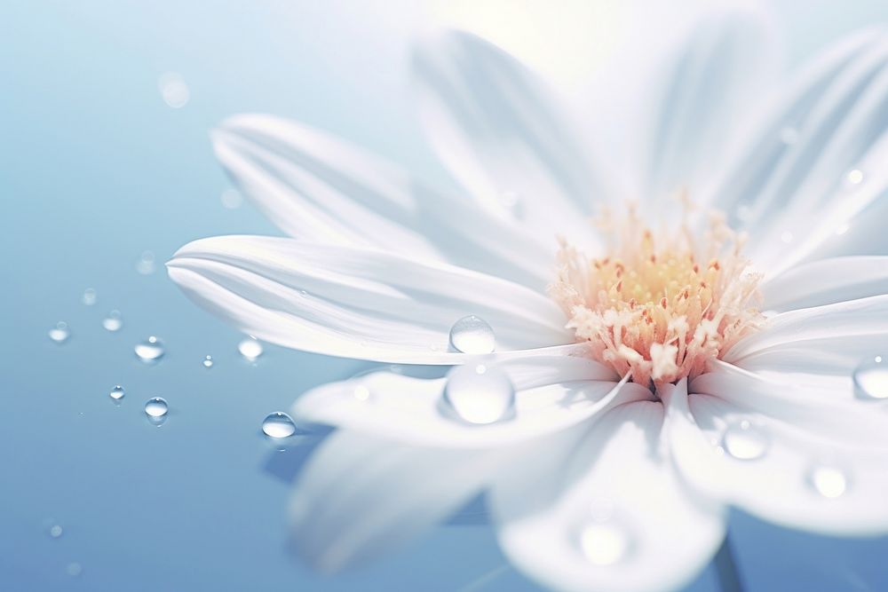 Water droplet on white flower nature backgrounds.