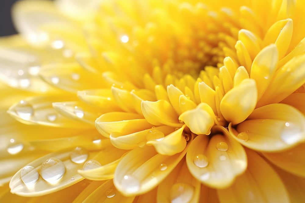 Water droplet on yellow chrysanthemum flower backgrounds chrysanths.