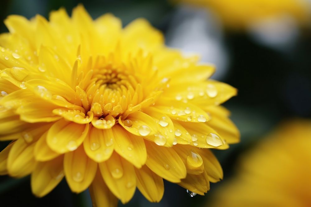 Water droplet on yellow chrysanthemum flower backgrounds chrysanths.