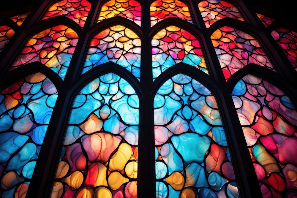 Colorful stained glass art spirituality architecture.