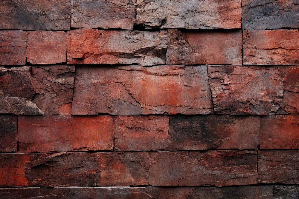 Rust red basalt wall architecture texture.
