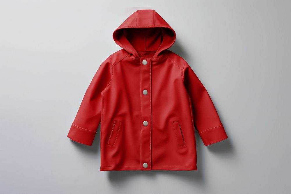 Kids red raincoat mockup psd