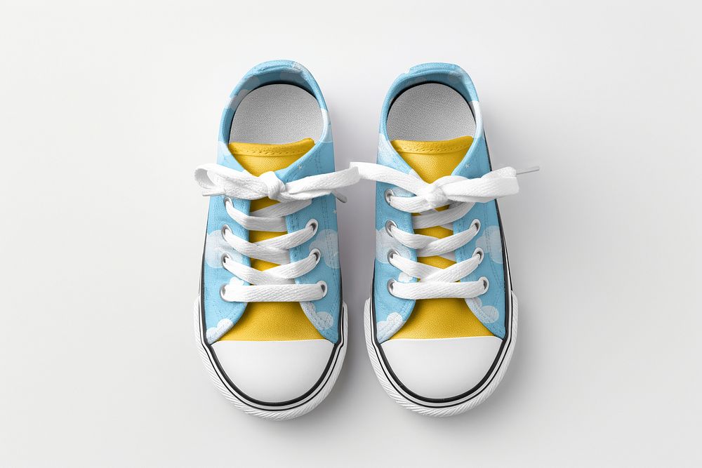 Blue kid's canvas sneakers mockup psd