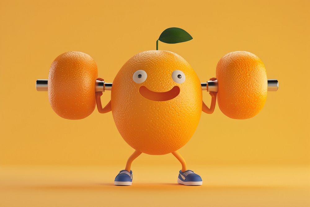 Orange character grapefruit cartoon plant.