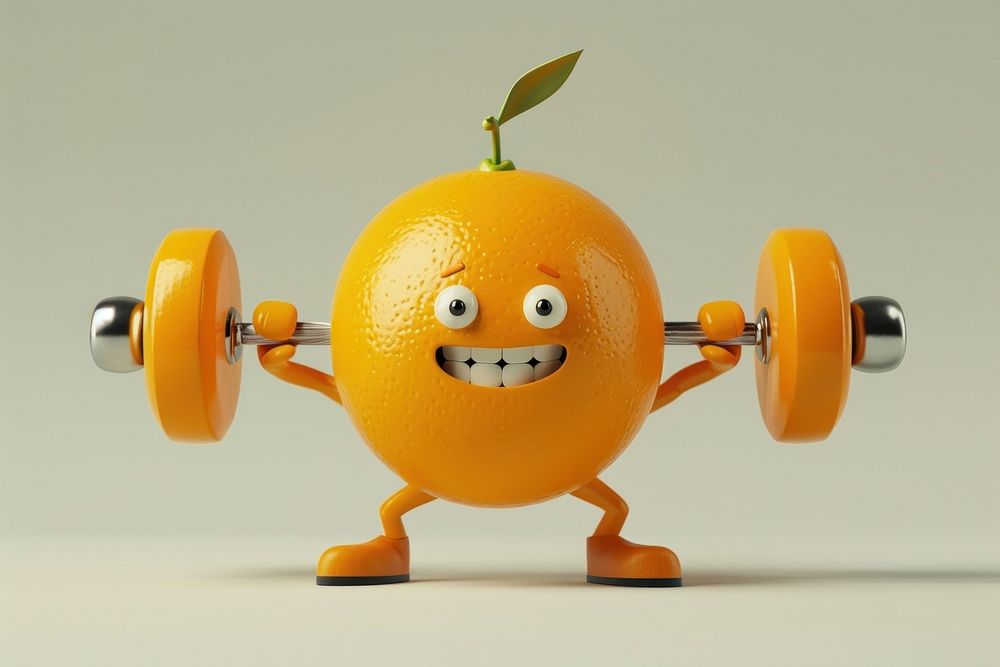 Orange character cartoon weight fruit.
