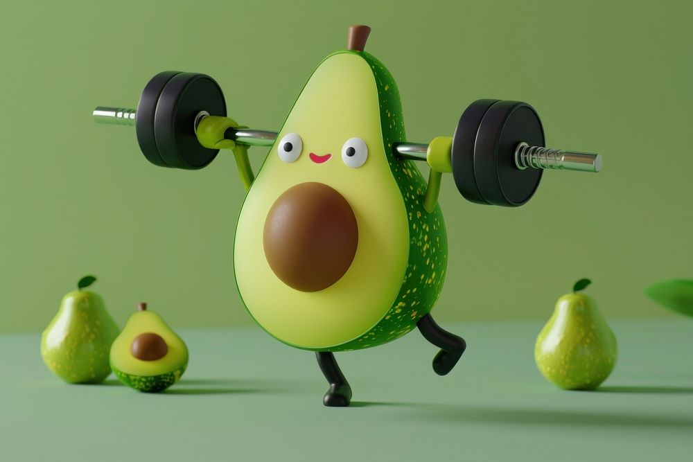Avocado character cartoon weight fruit.
