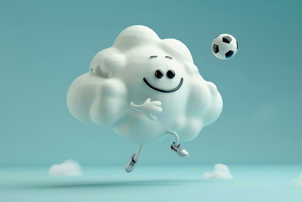 Cloud character cartoon sports soccer.