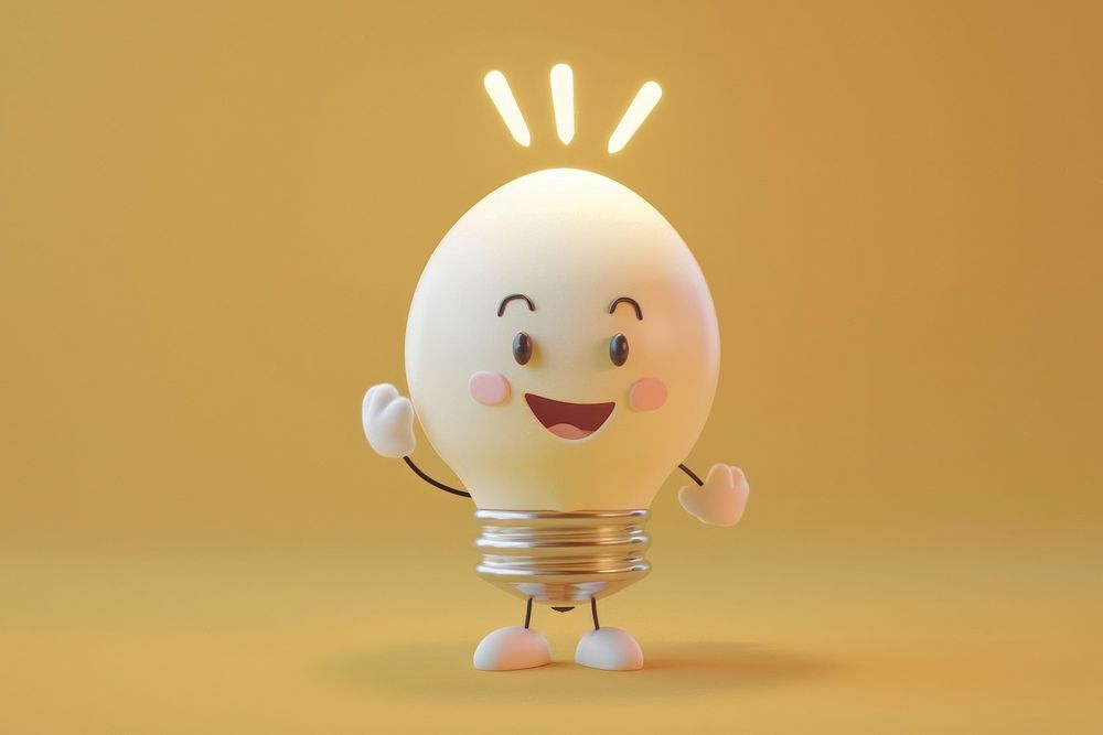 Lightbulb in student character cartoon lamp anthropomorphic.