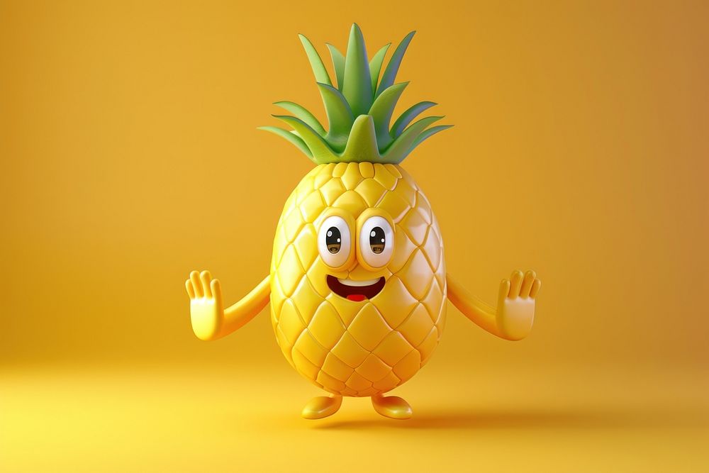 Pineapple character cartoon fruit plant.