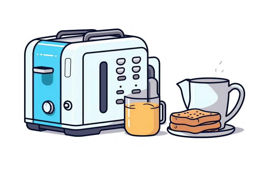 Coffee machine toast cartoon cup.