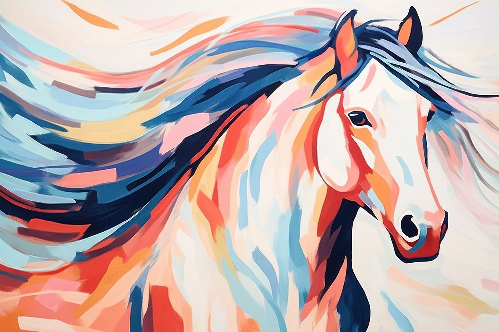Scandinavian horse backgrounds abstract painting.