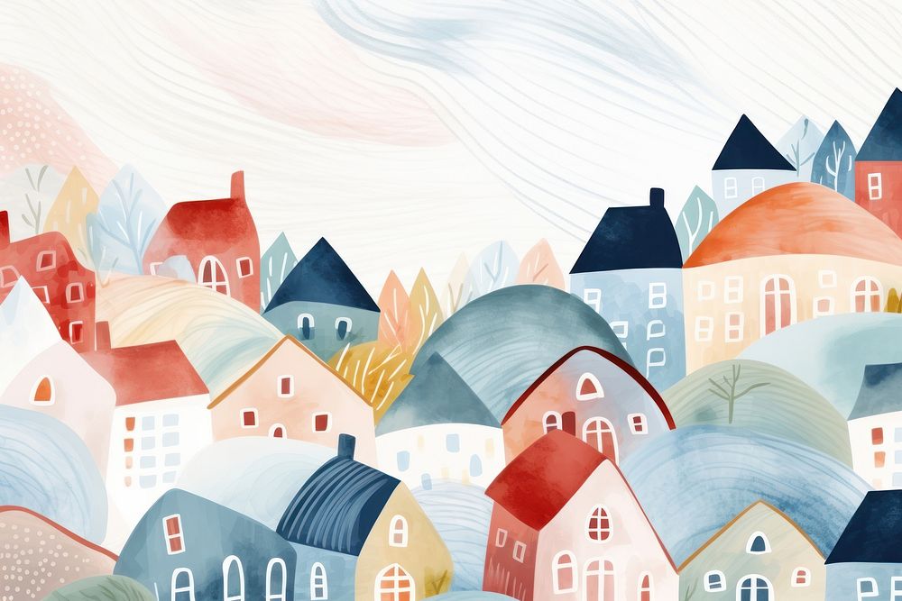 Scandinavian village backgrounds abstract painting.