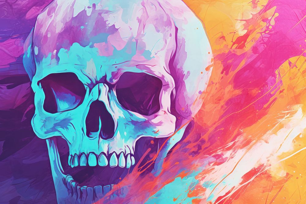 Skull abstract painting purple.
