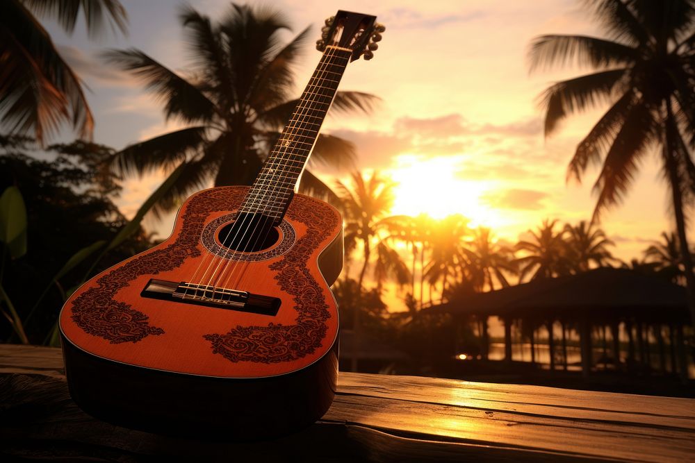 Guitar outdoors music sun.