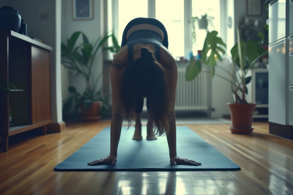 Woman yoga pilates sports adult.