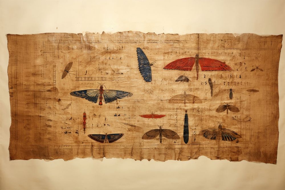 Egyptian papyrus drawing insect wood.