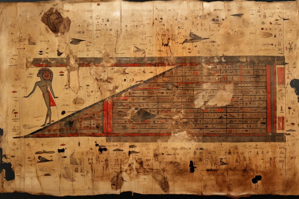 Egyptian papyrus painting drawing wood.