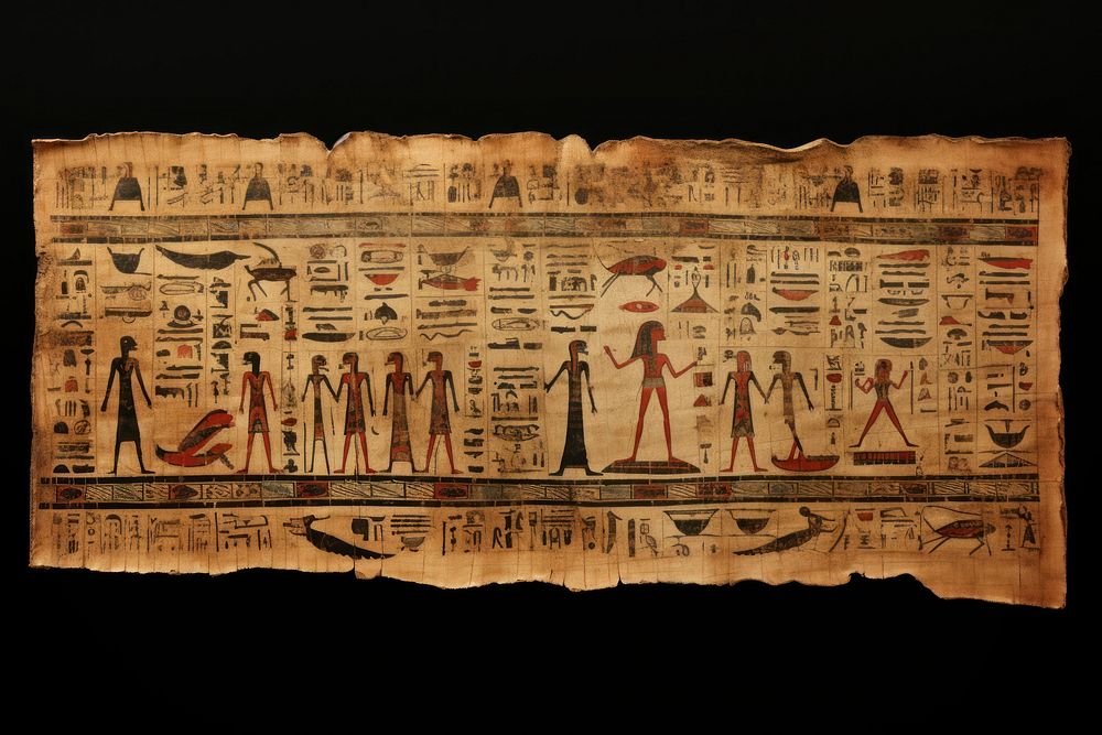 Egyptian papyrus text archaeology representation.