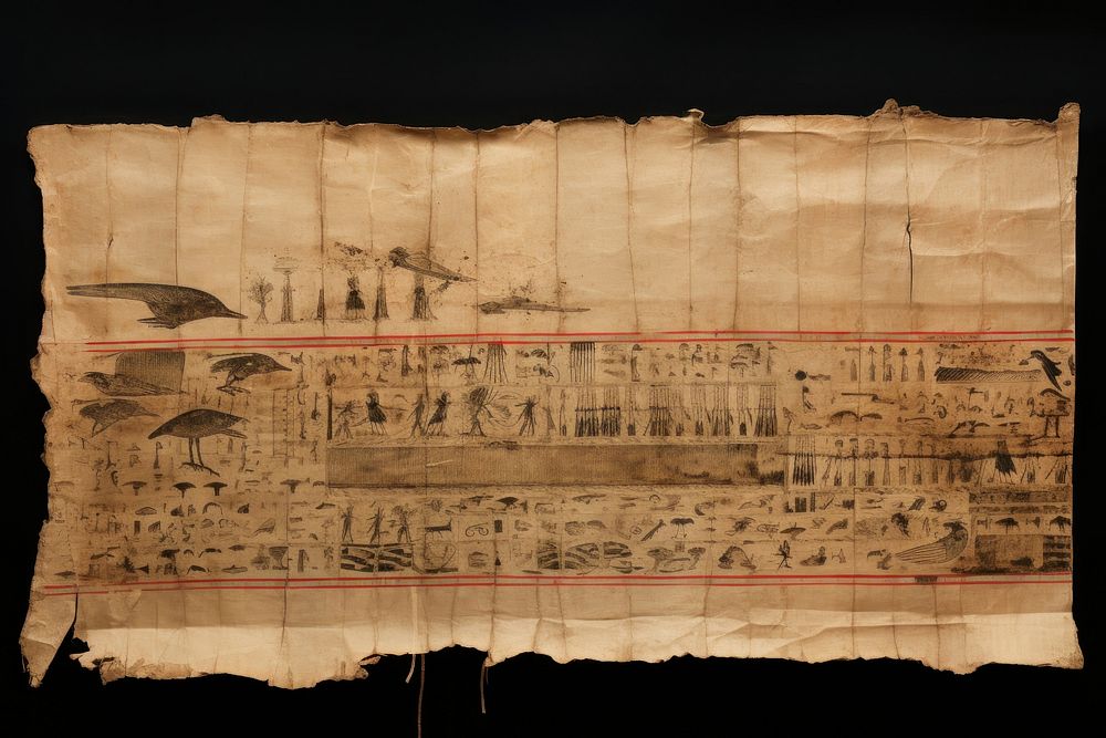 Egyptian papyrus drawing text architecture.