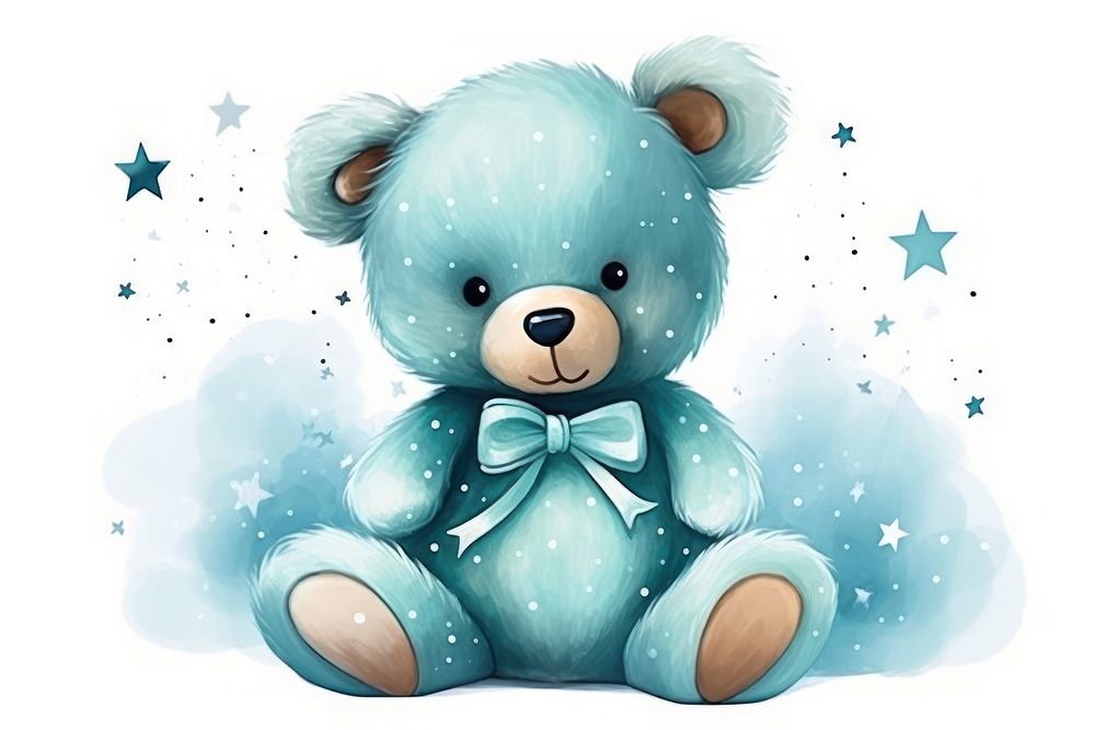 Teddy bear baby gifts blue toy.
