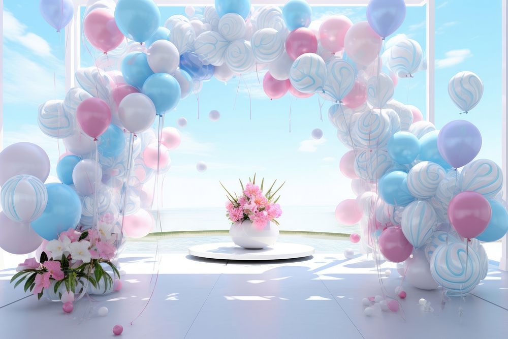 Balloon party welcoming flower plant.
