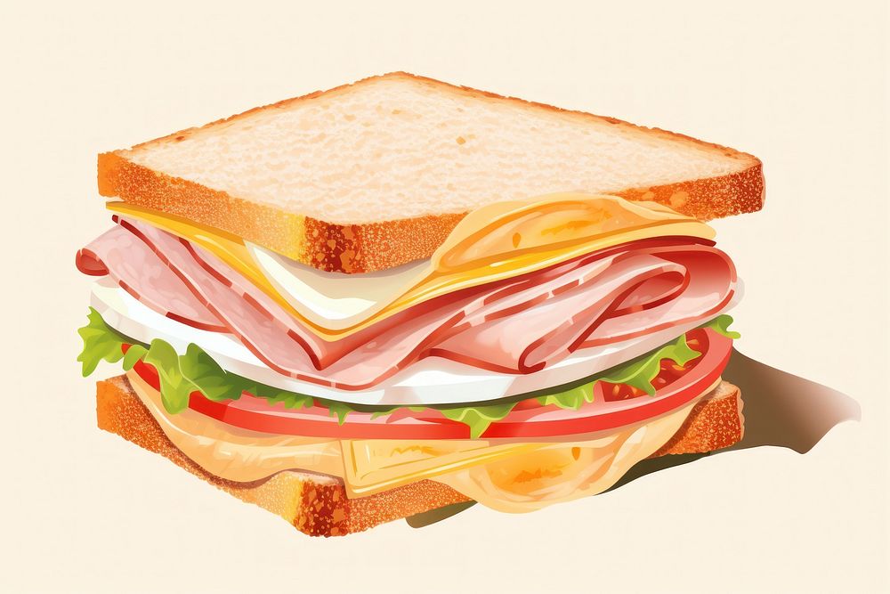 Breakfast sandwich ham bread.