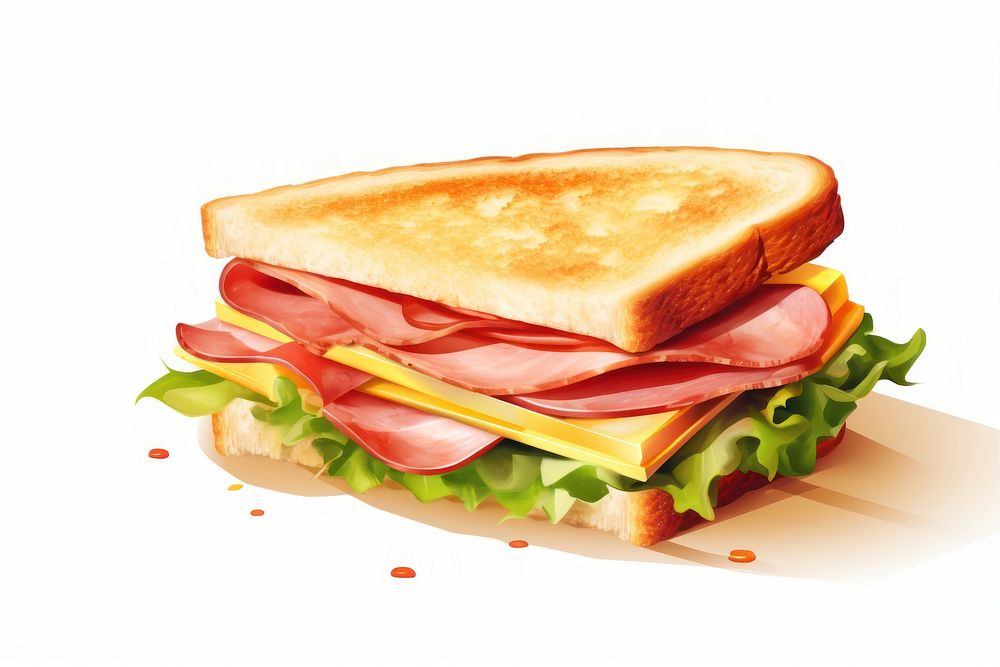 Breakfast sandwich ham bread.