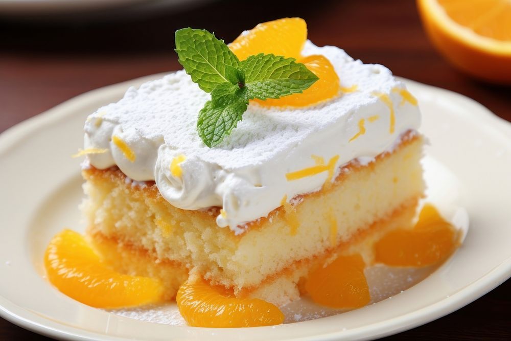 Dessert cream plate cheesecake.