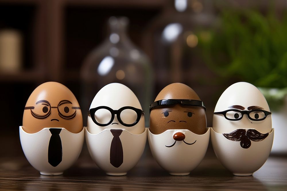 Eggs glasses table representation.