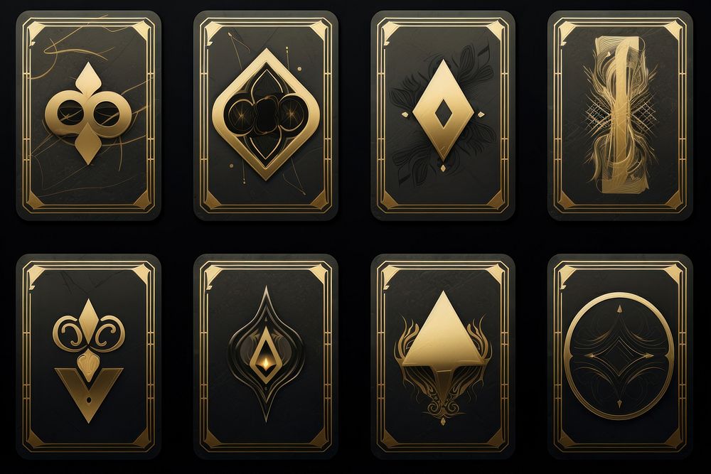 Playing cards gold recreation blackboard.