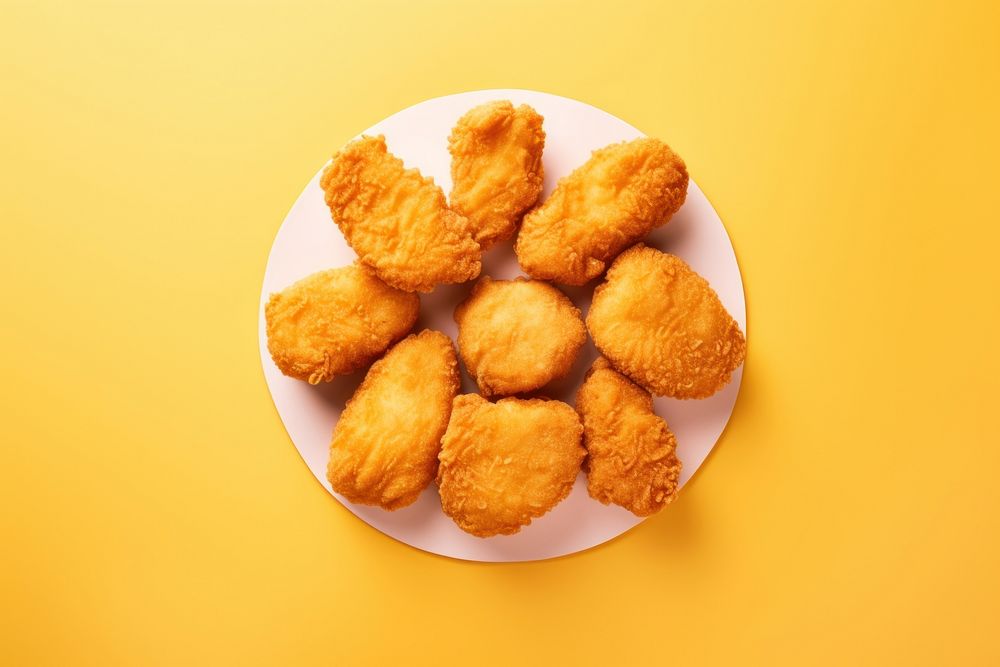 Chicken nuggets fritters plate food.