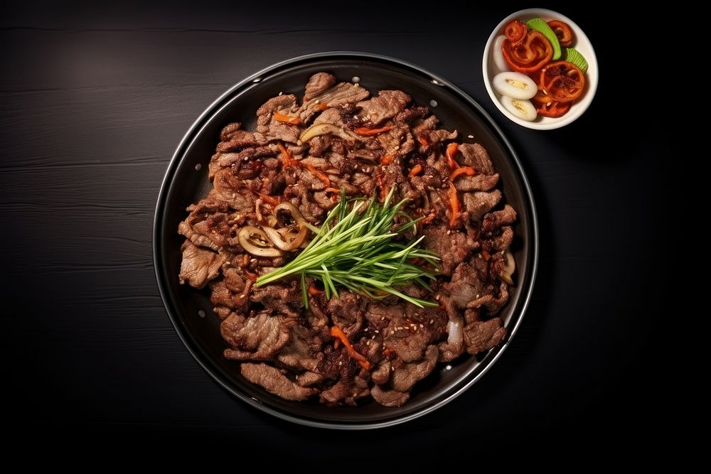Korean bulgogi plate meat beef.