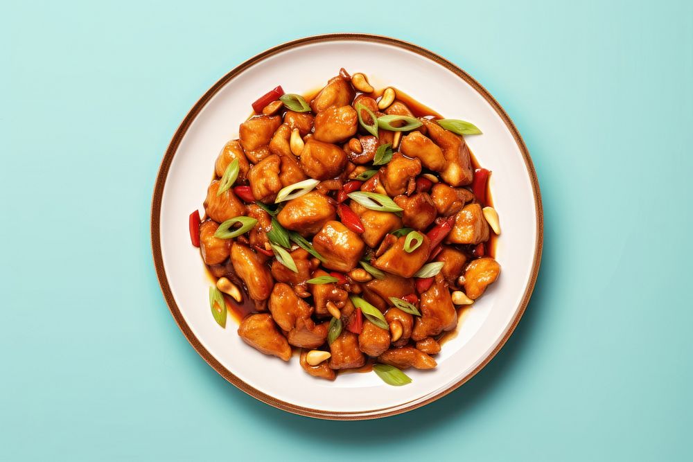 Kung pao chicken food meal meat.
