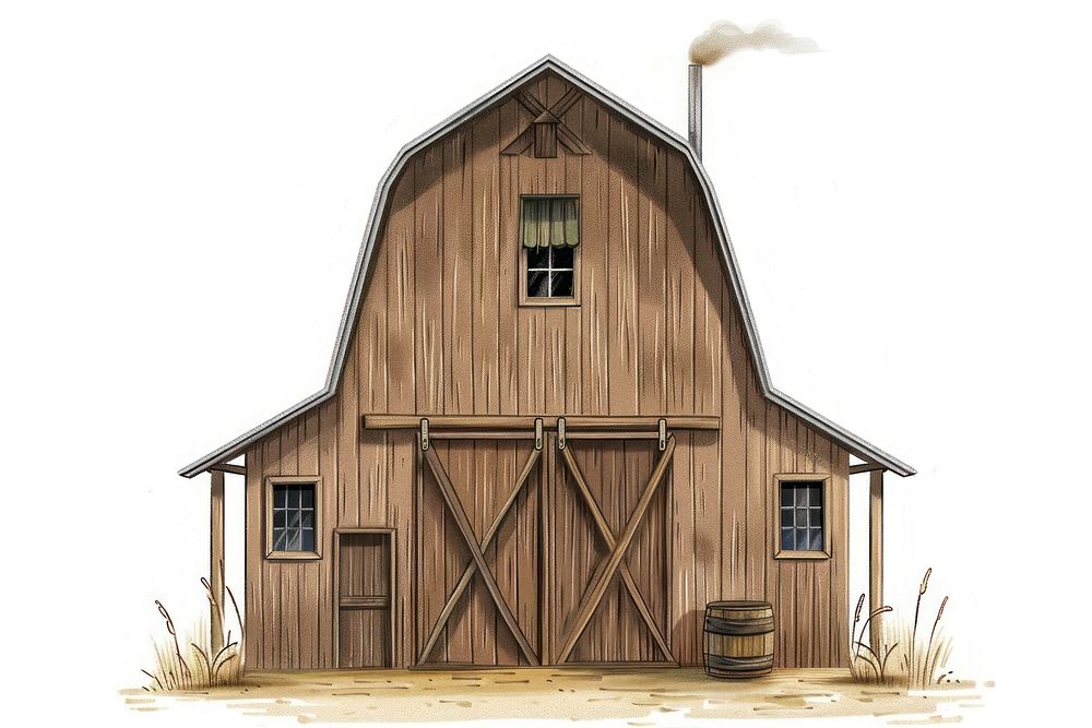Architecture illustration barn building outdoors farm.