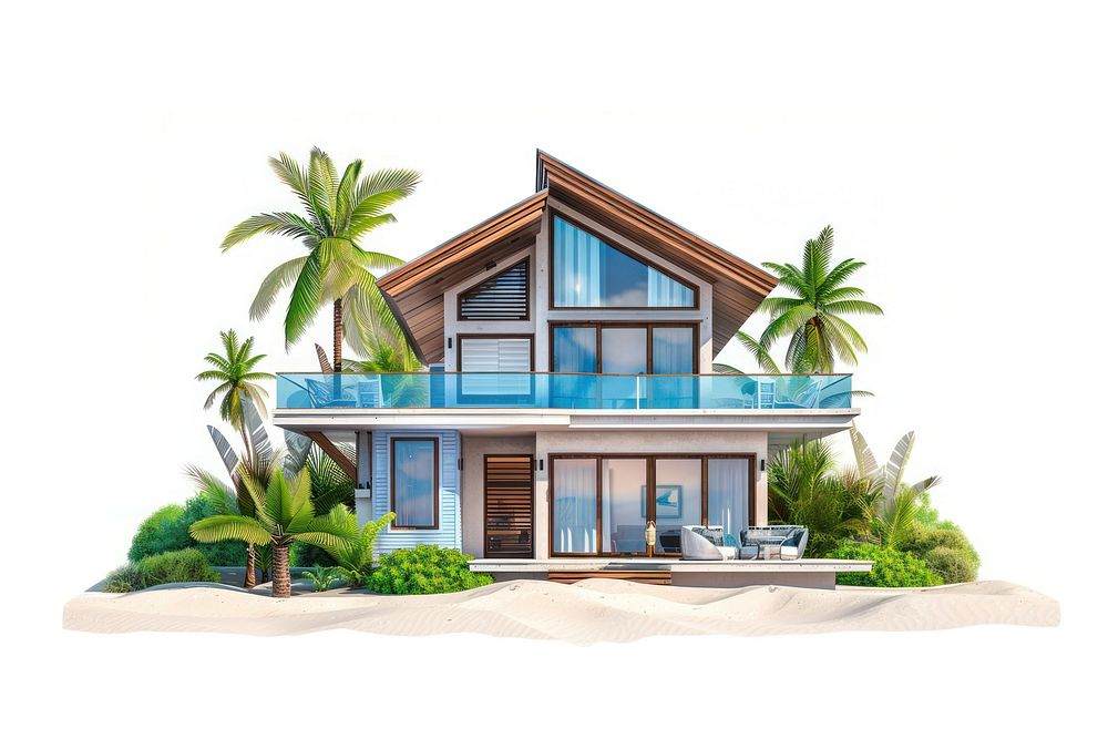 Architecture illustration beach vacation house building outdoors cottage.