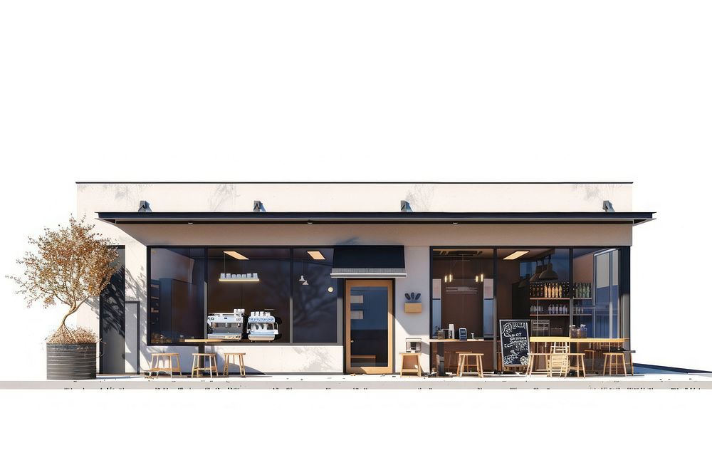 Architecture illustration coffee shop restaurant vehicle cafe.