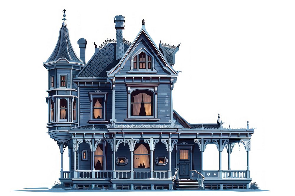 Architecture illustration haunted house building mansion history.