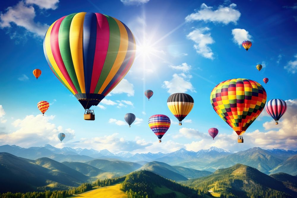 Hot air balloons backgrounds landscape aircraft.