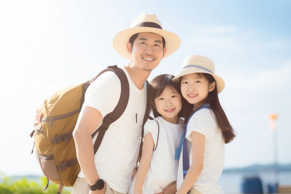 Asian family travel child togetherness.